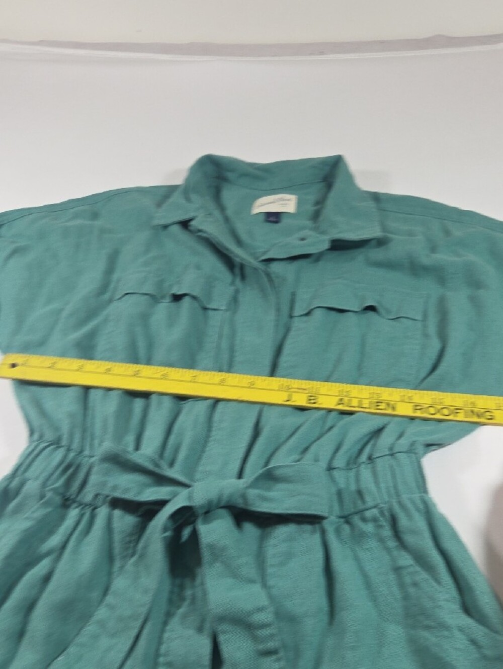 Universal Thread Casual Teal Utility Jumpsuit Tie Waist Short Sleeve Casual - Picture 5 of 10